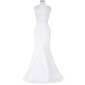 GK Occident Women&#39;s White Floor-Length sans manches à encastrer robe de soirée CL008956-1